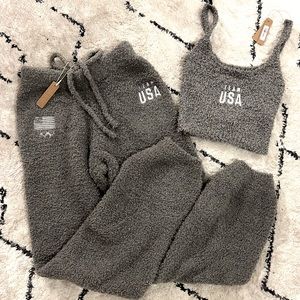 SKIMS Olympic Team USA Capsule Cozy Knit Bralette & Jogger Set- Grey XXS/XS